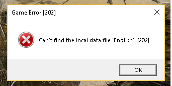 Can t find the local data file "English" [202]